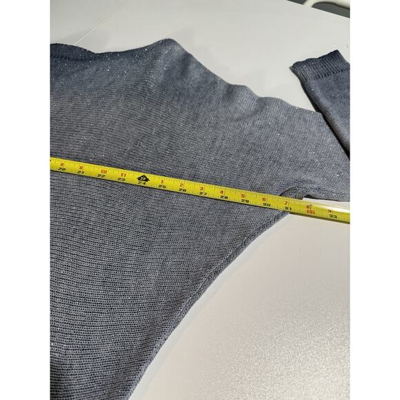 Gigi Moda Womens Sweater One Size OS Blue Sparkle Batwing Shimmer Metallic - Picture 4 of 5